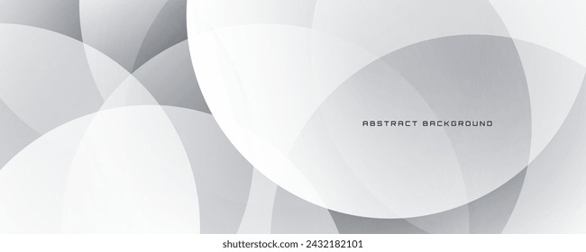 3D white geometric abstract background overlap layer on bright space with circles shape decoration. Modern graphic design element cutout style concept for banner, flyer, card, cover, or brochure