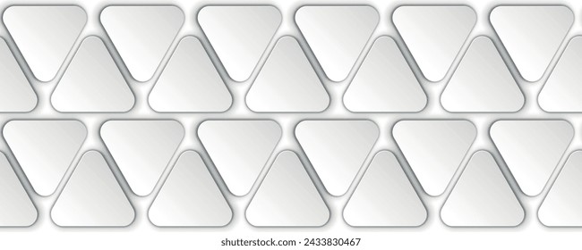 3D white geometric abstract background overlap layer on bright space with rounded triangles effect decoration. Halftone triangle abstract background. Monochrome geometric vector pattern