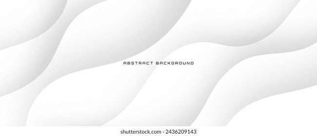 3D white geometric abstract background overlap layer on bright space with waves decoration. Minimalist modern graphic design element cutout style concept for banner, flyer, card, or brochure cover