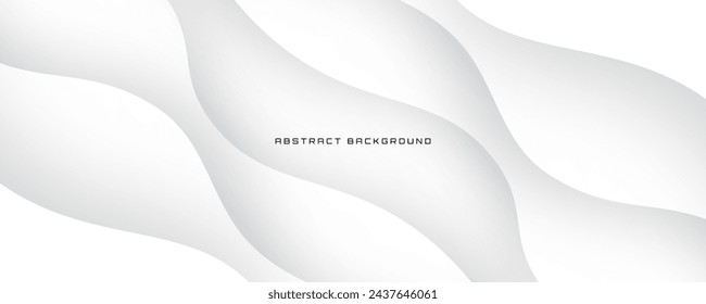 Fondo abstracto geométrico blanco 3D superpone la capa en el espacio brillante con la decoración de las ondas. Concepto minimalista de estilo de recorte de elemento de diseño gráfico moderno para banner, flyer, tarjeta o cubierta de folleto