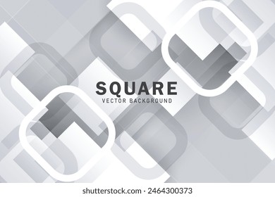 3D white geometric abstract background overlap layer on bright space with squares shapes decoration. Minimalist graphic design element future style