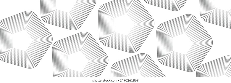 3D white geometric abstract background overlapping layers on bright space with pentagon effect decoration