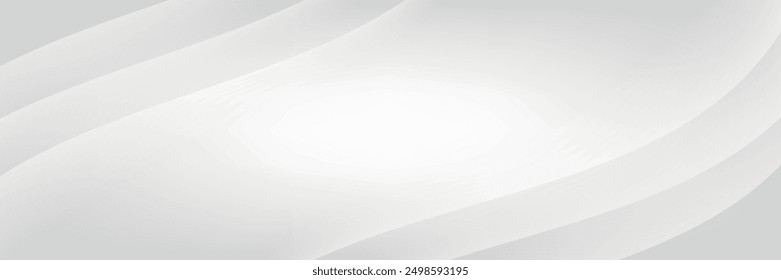 3D white geometric abstract background overlap layer on bright space with waves decoration