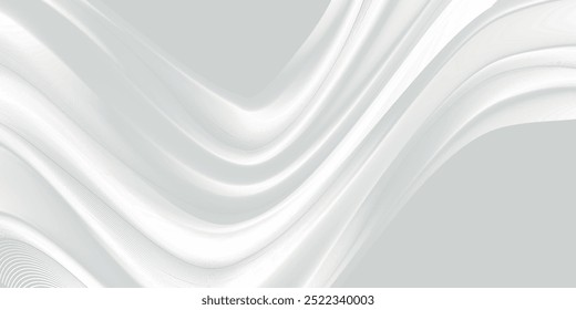 3D white geometric abstract background overlap layer on bright space with waves decoration. Minimalist modern graphic design element cutout style concept for banner, flyer, card, or brochure cover