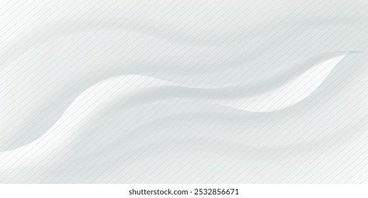 3D white geometric abstract background overlap layer on bright space with waves decoration. Minimalist modern graphic design element cutout style concept for banner, flyer, card, or brochure cover