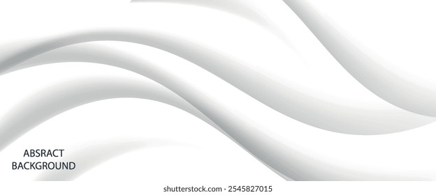 3D white geometric abstract background overlap layer on bright space with waves decoration. Minimalist modern graphic design element cutout style concept for banner, flyer, card, or brochure cover