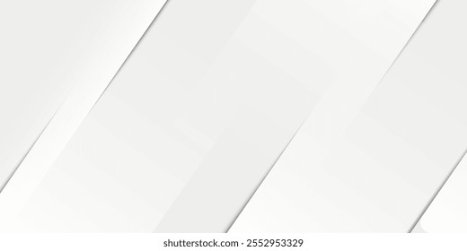 3D white geometric abstract background overlap layer on bright space with rounded 