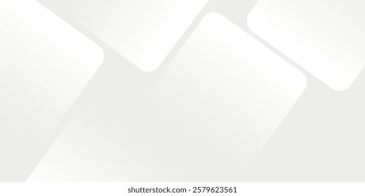 3D white geometric abstract background overlap layer on bright space with rounded rhomb effect decoration