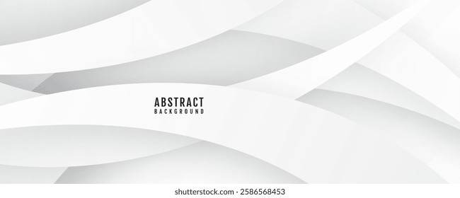 3D white geometric abstract background overlap layer on bright space with waves effect decoration. Modern graphic design element cutout style concept for web banner, art, flyer, card or brochure cover