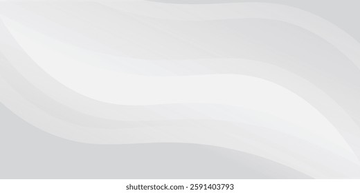 3D white geometric abstract background overlap layer on bright space with waves decoration