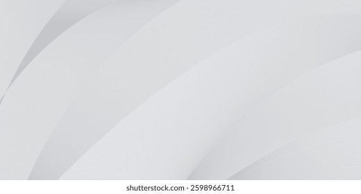 3D white geometric abstract background overlap layer on bright space with waves effect decoration. Modern graphic design element cutout style concept for web banner, art, flyer