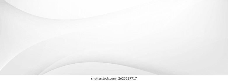 O plano de fundo abstrato geométrico branco 3D sobrepõe a camada no espaço brilhante com a decoração das ondas. Conceito minimalista de estilo de recorte de elemento gráfico moderno para capa de banner, folheto, cartão ou folheto