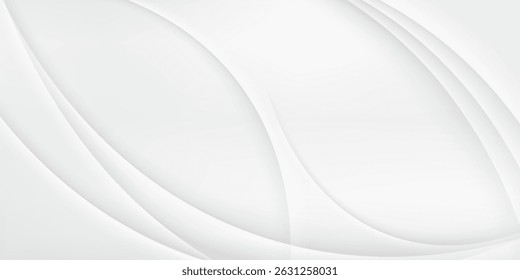 3D white geometric abstract background overlap layer on bright space with waves decoration. Minimalist modern graphic design element cutout style concept for banner, flyer, card, or brochure cover
