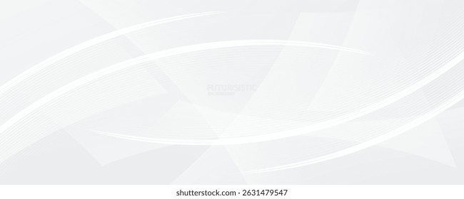 3D white geometric abstract background overlap layer on bright space with waves decoration. Minimalist modern graphic design element cutout style concept for banner, flyer, card, or brochure cover
