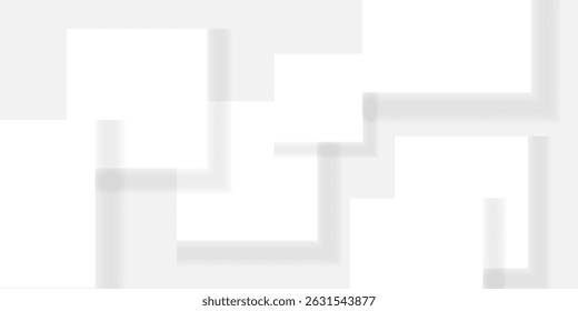 3D white geometric abstract background overlap layer on bright space with squares shapes decoration. Minimalist graphic design element future style concept for banner, flyer, card, cover, or brochure