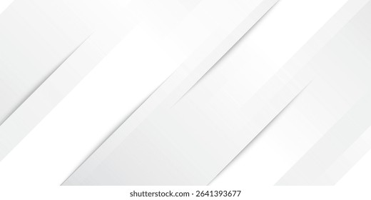 3D white geometric abstract background overlap layer on bright space with cutout decoration. Minimalist graphic design element modern polygon style concept for banner, flyer, card, cover, or brochure
