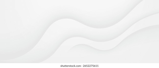O plano de fundo abstrato geométrico branco 3D sobrepõe a camada no espaço brilhante com a decoração das ondas. Conceito minimalista de estilo de recorte de elemento gráfico moderno para banner, folheto, cartão ou folheto