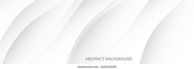 3D white geometric abstract background overlap layer on bright space with waves decoration. Minimalist modern graphic design element cutout style concept for banner, flyer, card, or brochure cover