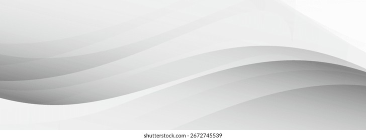 O plano de fundo abstrato geométrico branco 3D sobrepõe a camada no espaço brilhante com a decoração das ondas. Conceito minimalista de estilo de recorte de elemento gráfico moderno para capa de banner, folheto, cartão ou folheto