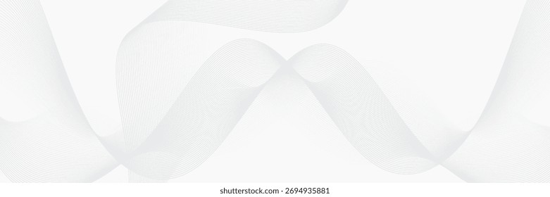 3D white geometric abstract background overlap layer on bright space with waves decoration.