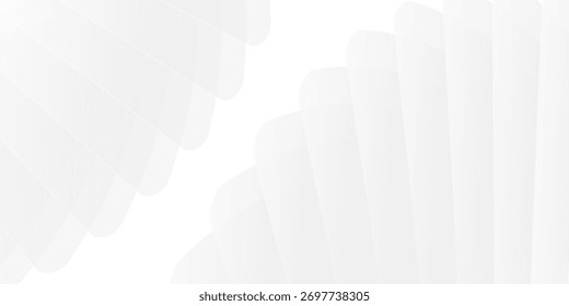 O plano de fundo abstrato geométrico branco 3D sobrepõe a camada no espaço brilhante com a decoração de efeito de triângulos arredondados. Elemento de design gráfico conceito de estilo moderno para banner, folheto, cartão, capa ou folheto