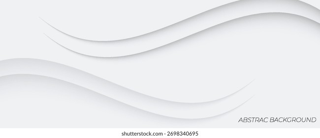 3D white geometric abstract background overlap layer on bright space with waves decoration. Minimalist modern graphic design element cutout style concept for banner, flyer, card, or brochure cover