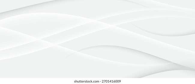 O plano de fundo abstrato geométrico branco 3D sobrepõe a camada no espaço brilhante com a decoração das ondas. Conceito minimalista de estilo de recorte de elemento gráfico moderno para capa de banner, folheto, cartão ou folheto