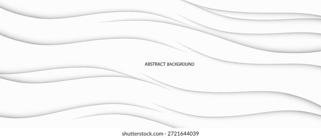 El fondo abstracto geométrico blanco 3D se superpone en el espacio brillante con la decoración de las ondas. Concepto moderno minimalista del estilo del recorte del elemento del Diseño gráfico para el Anuncio, el volante, la tarjeta, o la cubierta del folleto