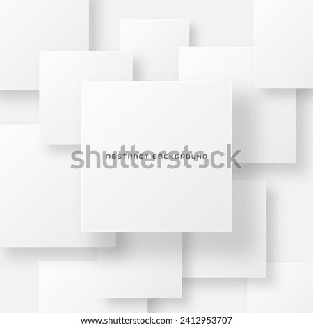 3D white geometric abstract background overlap layer on bright space with squares shapes decoration. Minimalist graphic design element future style concept for banner, flyer, card, cover, or brochure