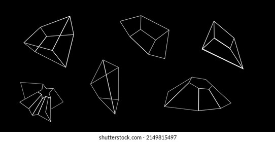 3D white geometric shapes on black vector background