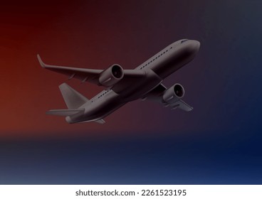 3D White Glossy Commercial Jet Airplane Take Off. EPS10 Vector