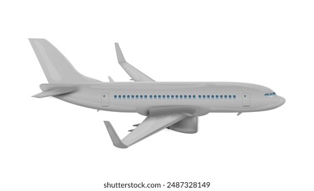 3D White Glossy Commercial Jet Airplane Take Off. EPS10 Vector