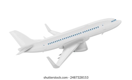 3D White Glossy Commercial Jet Airplane Take Off. EPS10 Vector