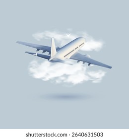 3D White Glossy Commercial Jet Airplane Take Off. EPS10 Vector