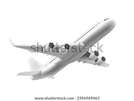 3D White Glossy Commercial Jet Airplane Take Off. EPS10 Vector