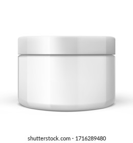 3D White Glossy Plastic Jar With Lid. EPS10 Vector