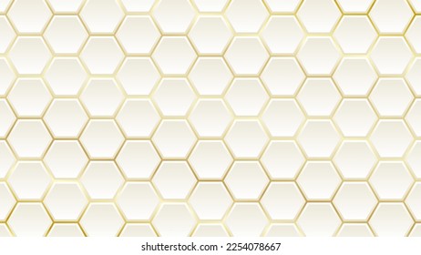 3d white gold hexagonal wallpaper pattern vector background