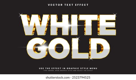 3D White Gold sparkle style shiny editable text effect Template