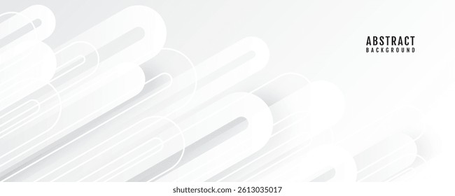 3D white grey abstract background overlap layer on bright space with cutout shape effect decoration. Modern graphic design element rounded lines style concept for web, flyer, card, or brochure cover