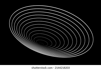 3D white hemisphere thin lines on black vector background, optical illusion, marketing funnel, linkedin banner, facebook cover, instagram post, webinar, ads, sales advertisement, precise drawing space