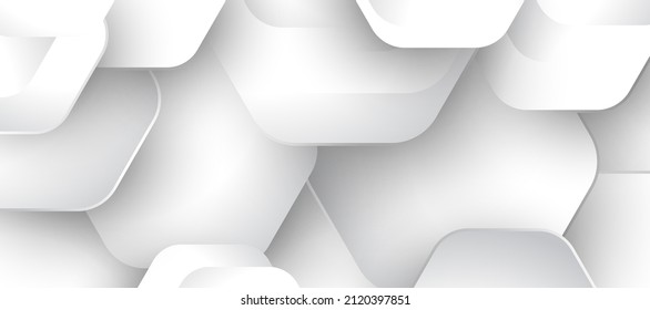 Fondo del hexágono blanco 3D. Textura de células geométricas realistas. Pancarta del vector blanco abstracta con elementos hexagonales