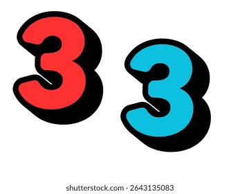 3d white isolated number 3 three in white background with shadow 2025