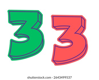 3d white isolated number 3 three in white background with shadow 2025