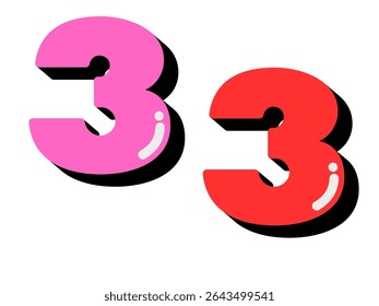 3d white isolated number 3 three in white background with shadow 2025