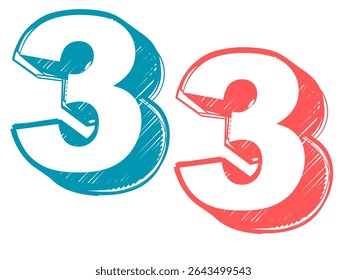 3d white isolated number 3 three in white background with shadow 2025