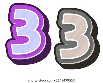 3d white isolated number 3 three in white background with shadow 2025