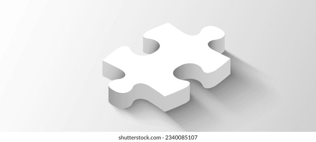 3d white jigsaw puzzle. Minimalistic design. Vector illistration