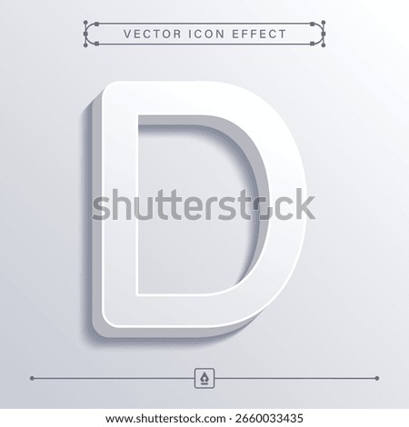 3D White Letter D Icon with Smooth Minimalistic Vector Effect for Modern Branding and UI Design