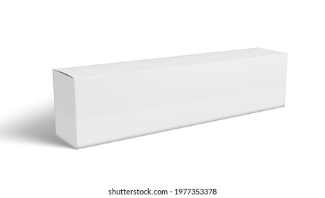 3D White Long Cardboard Closed Box. EPS10 Vector