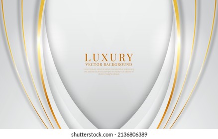 3D white luxury abstract background overlap layers on bright space with golden waves effect decoration. Graphic design element future style concept for flyer, card, brochure cover, or landing page